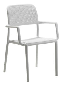 SitBe Bílá plastová zahradní židle Loft s područkami SitBe