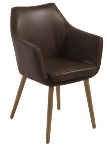 SCANDI Čokoládová koženková židle Marte s područkami SCANDI