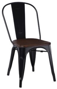 Culty Černá kovová jídelní židle Tolix 45 cm s ořechovým sedákem Culty
