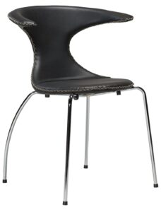 DAN-FORM Černá kožená jídelní židle DanForm Flair s chromovanou podnoží DAN-FORM