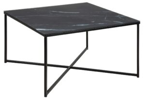 SCANDI Černý skleněný konferenční stolek Venice 80x80 cm SCANDI