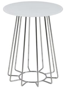 SCANDI Bílý odkládací stolek Spyder 40 cm s chromovou podnoží SCANDI