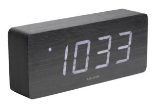 Time for home Černý dřevěný budík Level IV. s bílým LED displejem Time for home