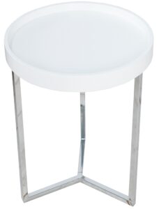 Moebel Living Bílý kulatý odkládací stolek Cotis 40 cm Moebel Living