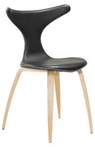 Černá kožená jídelní židle DAN-FORM Dolphin s dubovou podnoží DAN-FORM
