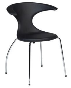 DAN-FORM Černá koženková jídelní židle DanForm Flair s chromovanou podnoží DAN-FORM