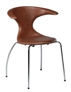DAN-FORM Hnědá kožená jídelní židle DanForm Flair s chromovanou podnoží DAN-FORM
