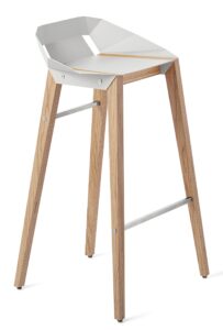 Bílá hliníková barová židle Tabanda DIAGO 75 cm s dubovou podnoží Tabanda