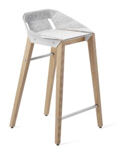 Bílá plstěná barová židle Tabanda DIAGO s dubovou podnoží 62 cm Tabanda