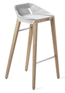 Bílá plstěná barová židle Tabanda DIAGO s dubovou podnoží 75 cm Tabanda
