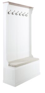 SCANDI Bílý věšákový panel s lavicí Antik 180 cm SCANDI