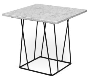 Porto Deco Bílý mramorový odkládací stolek Rofus s černou podnoží 50 x 50 cm Porto Deco