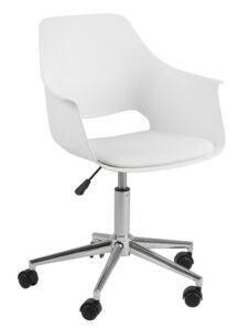 SCANDI Bílá koženková kancelářská židle Romana SCANDI
