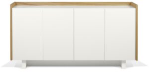Porto Deco Bílá dubová komoda Cintia 161 x 46 cm Porto Deco