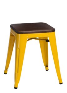 Culty Žlutá kovová stolička Tolix 45 s dřevěným sedákem Culty