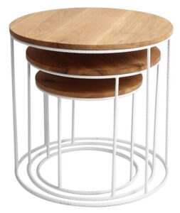 Nordic Design Set 3 bílých dřevěných konferenčních stolků Tris 40/50/60 cm Nordic Design