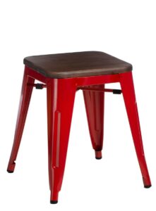 Culty Červená kovová stolička Tolix 45 s dřevěným sedákem Culty