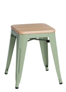 Culty Zelená kovová stolička Tolix 45 s dřevěným sedákem z borovice Culty