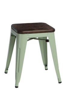 Culty Zelená kovová stolička Tolix 45 se sedákem z kartáčovaného dřeva Culty