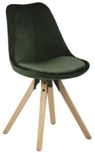 SCANDI Tmavě zelená sametová jídelní židle Damian SCANDI