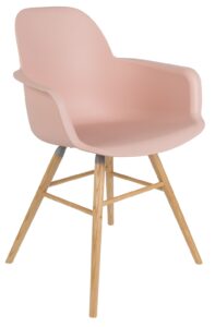 Růžová plastová jídelní židle ZUIVER ALBERT KUIP s područkami Zuiver