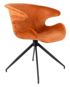 Oranžová sametová jídelní židle ZUIVER MIA Zuiver