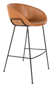 Hnědá koženková barová židle ZUIVER FESTON 76 cm Zuiver