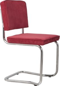 Červená manšestrová jídelní židle ZUIVER RIDGE KINK RIB Zuiver