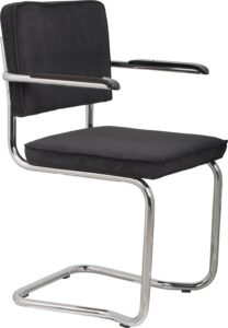 Černá manšestrová židle ZUIVER RIDGE KINK RIB s područkami Zuiver