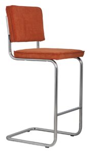 Oranžová manšestrová barová židle ZUIVER RIDGE RIB Zuiver