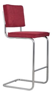 Červená manšestrová barová židle ZUIVER RIDGE RIB Zuiver