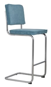 Modrá manšestrová barová židle ZUIVER RIDGE RIB Zuiver