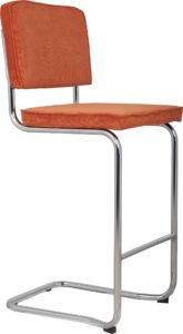 Oranžová manšestrová barová židle ZUIVER RIDGE KINK RIB Zuiver