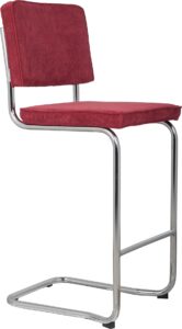 Červená manšestrová barová židle ZUIVER RIDGE KINK RIB Zuiver