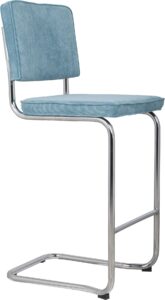 Modrá manšestrová barová židle ZUIVER RIDGE KINK RIB Zuiver