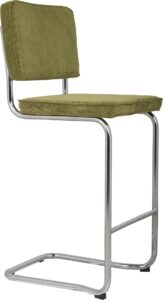 Zelená manšestrová barová židle ZUIVER RIDGE KINK RIB Zuiver