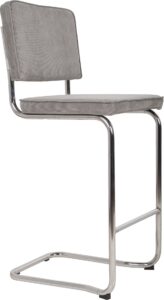 Světle šedá manšestrová barová židle ZUIVER RIDGE KINK RIB 113 cm Zuiver