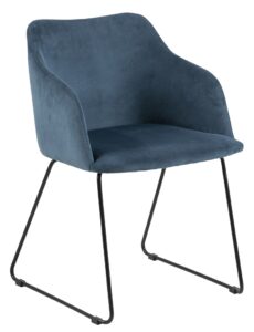SCANDI Tmavě modrá sametová jídelní židle Audrey SCANDI
