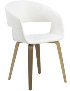 SCANDI Bílá koženková jídelní židle Damaro s topolovou podnoží SCANDI