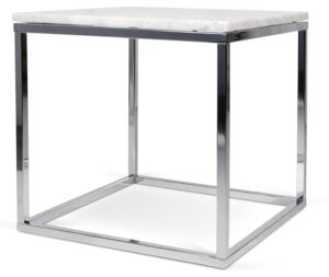 Porto Deco Bílý mramorový konferenční stolek Xanti s chromovou podnoží 50 x 50 cm Porto Deco