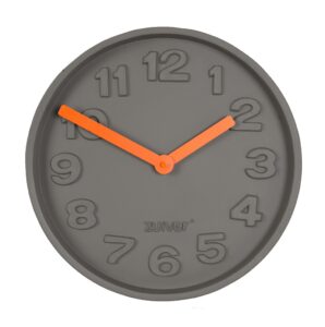 Šedé nástěnné hodiny ZUIVER CONCRETE TIME z betonu s oranžovými ručičkami Zuiver