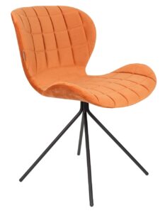 Oranžová sametová jídelní židle ZUIVER OMG Zuiver