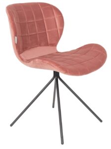 Růžová sametová jídelní židle ZUIVER OMG Zuiver