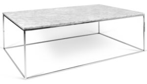 Porto Deco Bílý mramorový konferenční stolek Amaro 120 x 75 cm s chromovanou podnoží Porto Deco
