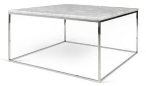 Porto Deco Bílý mramorový konferenční stolek Amaro III s chromovou podnoží 75x75 cm Porto Deco