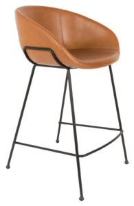 Hnědá koženková barová židle ZUIVER FESTON 65 cm Zuiver