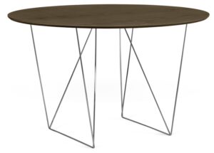 Porto Deco Ořechový kulatý jídelní stůl Matos 120 cm s chromovou podnoží Porto Deco