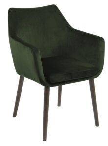 SCANDI Tmavě zelená sametová židle Marte s područkami SCANDI