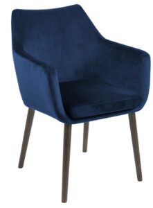 SCANDI Tmavě modrá sametová židle Marte s područkami SCANDI