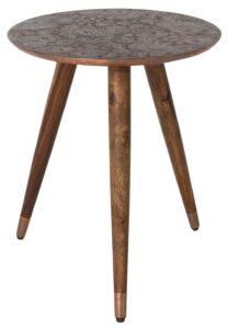 Kulatý odkládací stolek DUTCHBONE Bast s měděnou deskou 40 cm Dutchbone